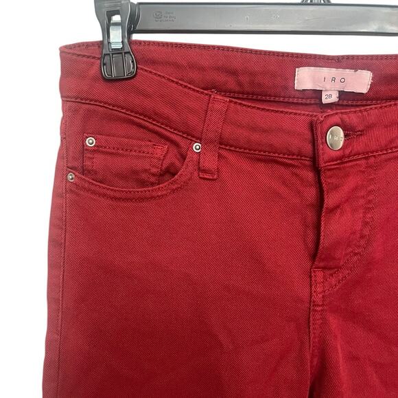 IRO Jarod‎ Adjuste Cardinal Red 5 Pocket Skinny Jeans Women’s Size 28 - Picture 3 of 8